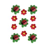 Set - ladybugs and flowers 11 pcs