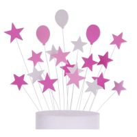 Embossing - a set of balloons, stars, pink
