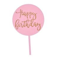 Engraving - Happy Birthday circle pink
