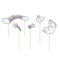 Engraving - set of unicorn, stars, rainbow