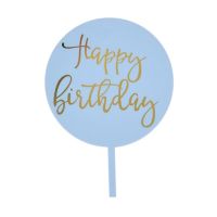 Engraving - circle Happy Birthday blue