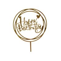 Engraving - circle Happy Birthday golden acrylic