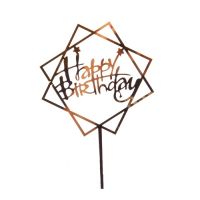 Gravur – quadratisches Happy Birthday aus goldenem Acryl