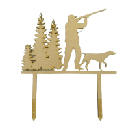 Gravur - Jäger mit Hund, Holz