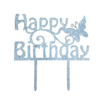 Stempel - Happy Birthday Silber mit Schmetterling