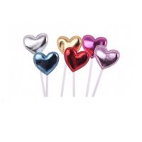 Embossed hearts colored 6 pcs