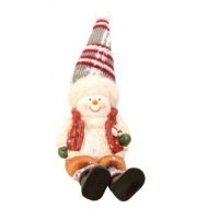 Snowman figure with a woven cap