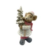 Mouse figurine with a tree, red