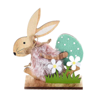 Green Easter hare with egg and flowers