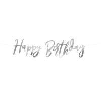 Girlande mit der Aufschrift „Happy Birthday“ in Silber