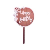 Engraving - circle Happy Birthday pink mirror acrylic