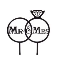 Zápich - prstene Mr a Mrs čierny akryl
