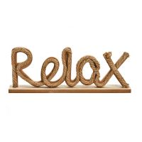 Dekoration Holzaufschrift „Relax“.