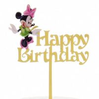 Gravur - Happy Birthday Minnie goldenes Acryl
