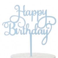 Engraving - Happy Birthday, blue acrylic