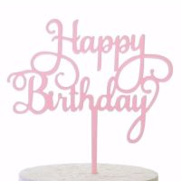 Engraving - Happy Birthday, pink acrylic