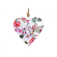 Metalowa dekoracja serca z kwiatami
