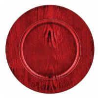 Plate red-pink wood imitation 33 cm
