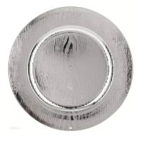 Plate silver wood imitation 33 cm