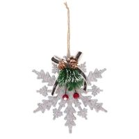 Silver flake with a twig for hanging