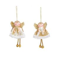 Złoty aniołek z dzwonkiem - dekoracja na choinkę