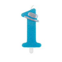 Blue candle with hat no. 1