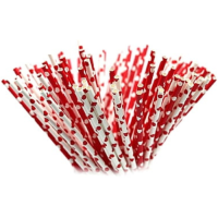 Paper straws red and white hearts 10 pcs