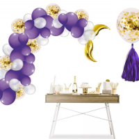 Girlanda balóny bielo-fialovo-zlaté 102 ks