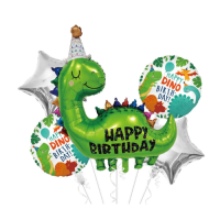 Balony Happy Birthday Dinozaur 5 szt