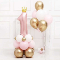 Weiß-rosa-goldene Luftballons mit Nr. 1