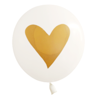 Balloons - white with a golden heart 30 cm - 6 pcs