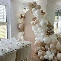 Girlandenballons Weiß-Creme-Gold 145 Stk