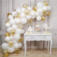 Garland balloons white + gold confetti 110 pcs