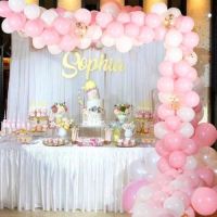 Garland balloons pastel pink-white + gold confetti 110 pcs