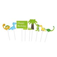 Stamp - Happy Birthday dinosaurs with palm tree 9 pcs