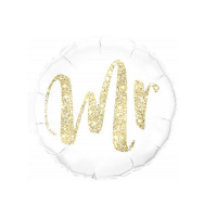 Balon biały + złoty napis Mr 45 cm