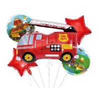 Balloons - fire truck, stars, circles 5 pcs