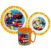 Firefighter Sam set - 2x plate and cup, plastic