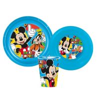 Mickey Mouse készlet - 2x tányér és csésze, műanyag