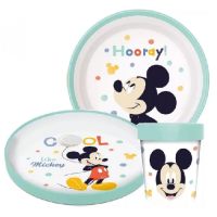 Mickey set - 2x plate and cup, plastic