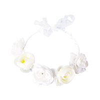 Stirnband - Kranz mit großen weißen Rosen