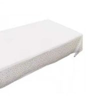 Weiße Tischdecke mit silbernen Punkten 137x274 cm