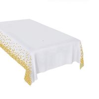 White tablecloth with gold dots 137x274 cm