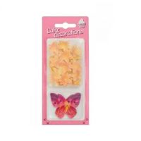 Butterflies and mini pink-tea flowers 30 pcs