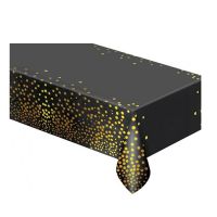 Schwarze Tischdecke mit goldenen Punkten 137x274 cm