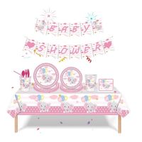 Pink Elephant Baby Shower party szett