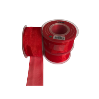 Red organza ribbon 38 mm - 23 m