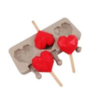 Popsicle mold - diamond heart 3 pcs