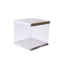 Krabička na tortu priesvitná biela 26 x 26 x 25 cm