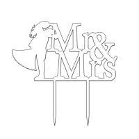 Zápich - Mr & Mrs so ženíchom a nevestou akryl biely